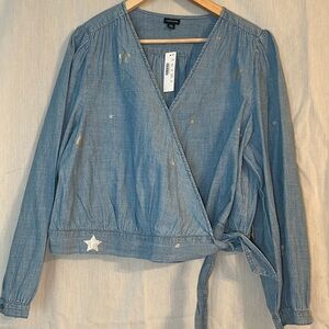J Crew Cross Front Denim Shirt NWT